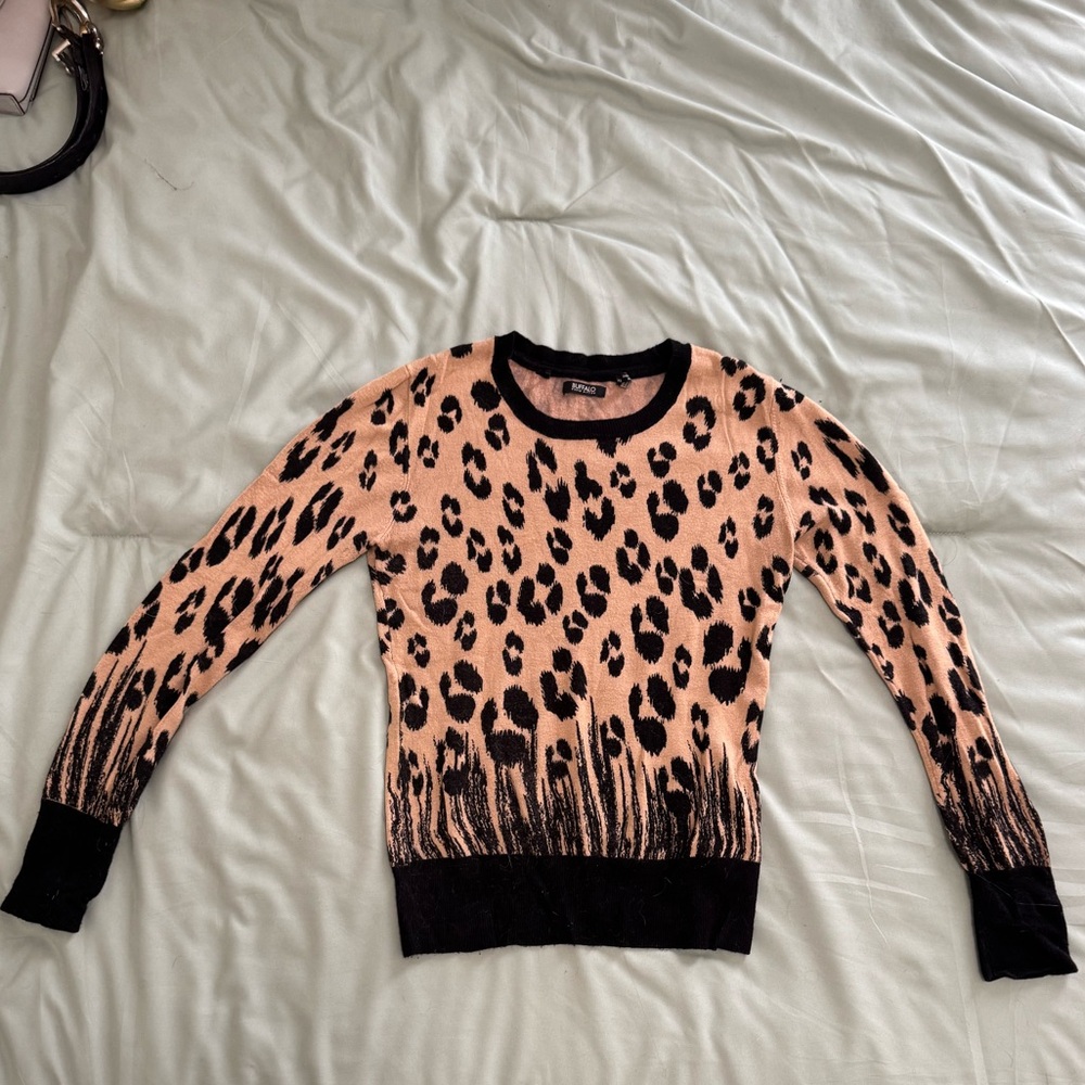 Buffalo David Bitton Leopard Print Sweater - Black and Tan
